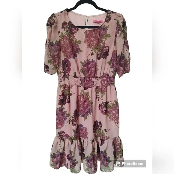 Betsey Johnson Chiffon Floral Vintage Dress - Picture 2 of 4